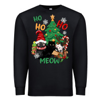 Black ho ho ho meow Premium Sweatshirt - CowGirlArtShop