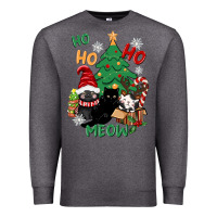 Charcoal Heather ho ho ho meow Premium Sweatshirt - CowGirlArtShop