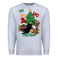 Heather Grey ho ho ho meow Premium Sweatshirt - CowGirlArtShop
