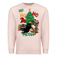 Pale Pink ho ho ho meow Premium Sweatshirt - CowGirlArtShop