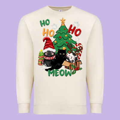 Ho Ho Ho Meow Premium Sweatshirt Designed By Cowgirlartshop