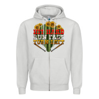 Dove Grey Hit hard run fast turn left Zipper Hoodie - NancyCooperArtShop