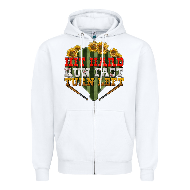 Hit Hard Run Fast Turn Left Zipper Hoodie by NancyCooperArtShop | Teevron
