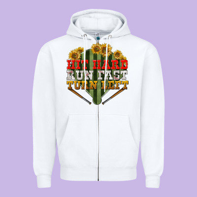 Hit Hard Run Fast Turn Left Zipper Hoodie Designed By Nancycooperartshop