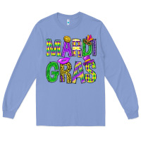 Colony Blue Mardi Gras Carnaval Mask Long Sleeve Tee - BundleAndBundleShop