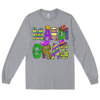 Heather Grey Mardi Gras Carnaval Mask Long Sleeve Tee - BundleAndBundleShop