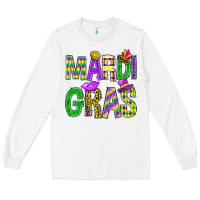 White Mardi Gras Carnaval Mask Long Sleeve Tee - BundleAndBundleShop