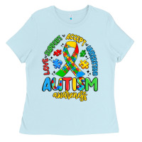Baby Blue love support accept understand autism awareness Ladies Tee - Artiststas