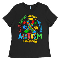 Black love support accept understand autism awareness Ladies Tee - Artiststas