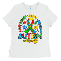 White love support accept understand autism awareness Ladies Tee - Artiststas