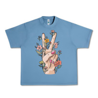 Pebble Blue hand peace sign Urban Heavy Tee - MaliasSmallBusiness