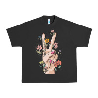 Pigment Black hand peace sign Urban Heavy Tee - MaliasSmallBusiness