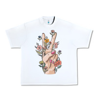 White hand peace sign Urban Heavy Tee - MaliasSmallBusiness