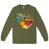 Army Green hello summer pineapple Long Sleeve Tee - JahusDesignShop