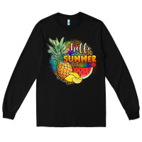 Black hello summer pineapple Long Sleeve Tee - JahusDesignShop