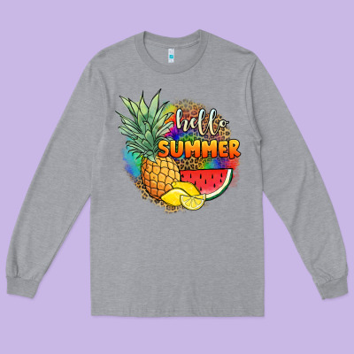 Hello Summer Pineapple Long Sleeve Tee Designed By Jahusdesignshop