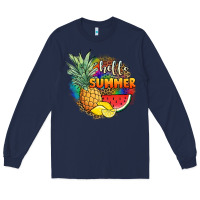 Navy hello summer pineapple Long Sleeve Tee - JahusDesignShop