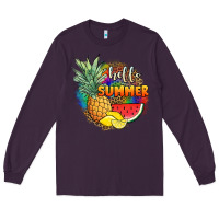 Plum hello summer pineapple Long Sleeve Tee - JahusDesignShop