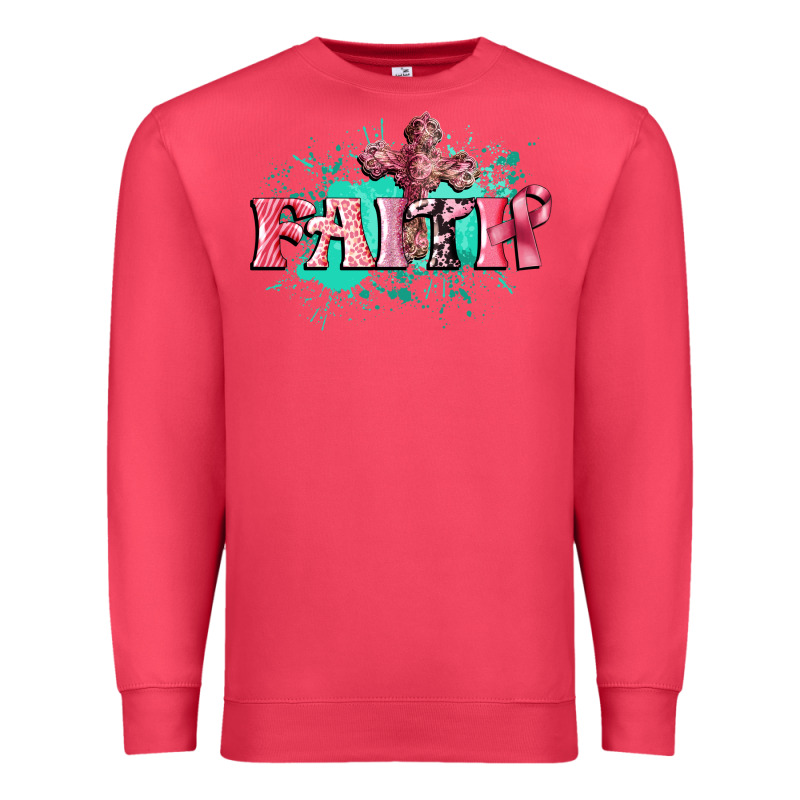 Faith Breast Cancer Premium Sweatshirt by CowGirlArtShop | Teevron