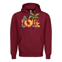 Burgundy Love peach summer Zipper Hoodie - NancyCooperArtShop