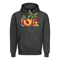 Charcoal Heather Love peach summer Zipper Hoodie - NancyCooperArtShop