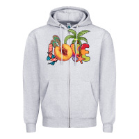 Heather Grey Love peach summer Zipper Hoodie - NancyCooperArtShop