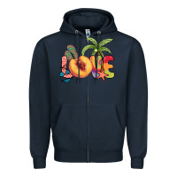 Navy Love peach summer Zipper Hoodie - NancyCooperArtShop