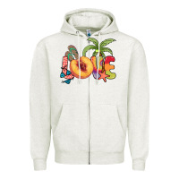 Oatmeal Heather Love peach summer Zipper Hoodie - NancyCooperArtShop