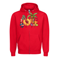 Red Love peach summer Zipper Hoodie - NancyCooperArtShop