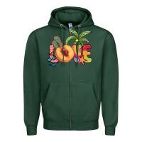Sports Green Love peach summer Zipper Hoodie - NancyCooperArtShop