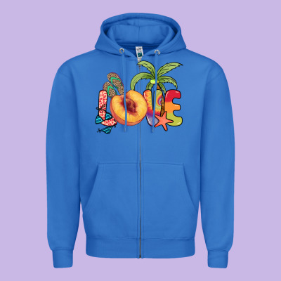Love Peach Summer Zipper Hoodie Designed By Nancycooperartshop