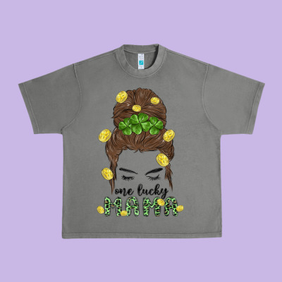 One Lucky Mama Urban Heavy Tee Designed By Maliassmallbusiness