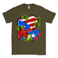 Army Green puerto rico hearts Classic Tee - NancyCooperArtShop