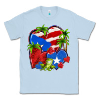 Dusty Blue puerto rico hearts Classic Tee - NancyCooperArtShop