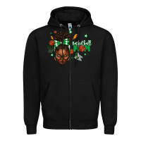Black Afro Messy Bun Full Face Basketball Mom Zipper Hoodie - texasbilliewilder