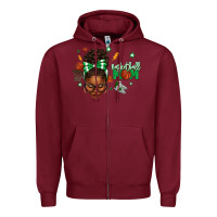 Burgundy Afro Messy Bun Full Face Basketball Mom Zipper Hoodie - texasbilliewilder