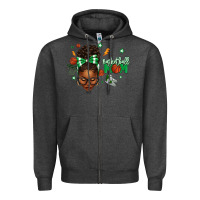 Charcoal Heather Afro Messy Bun Full Face Basketball Mom Zipper Hoodie - texasbilliewilder