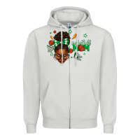 Dove Grey Afro Messy Bun Full Face Basketball Mom Zipper Hoodie - texasbilliewilder