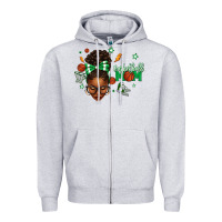 Heather Grey Afro Messy Bun Full Face Basketball Mom Zipper Hoodie - texasbilliewilder