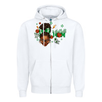 White Afro Messy Bun Full Face Basketball Mom Zipper Hoodie - texasbilliewilder