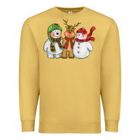Antique Gold christmas polar bear reindeer and snowman Premium Sweatshirt - CowGirlArtShop