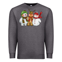 Charcoal Heather christmas polar bear reindeer and snowman Premium Sweatshirt - CowGirlArtShop