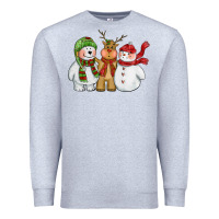 Heather Grey christmas polar bear reindeer and snowman Premium Sweatshirt - CowGirlArtShop
