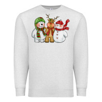 Oatmeal Heather christmas polar bear reindeer and snowman Premium Sweatshirt - CowGirlArtShop
