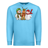 Ocean Blue christmas polar bear reindeer and snowman Premium Sweatshirt - CowGirlArtShop