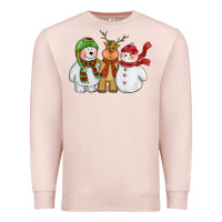 Pale Pink christmas polar bear reindeer and snowman Premium Sweatshirt - CowGirlArtShop