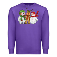 Purple christmas polar bear reindeer and snowman Premium Sweatshirt - CowGirlArtShop