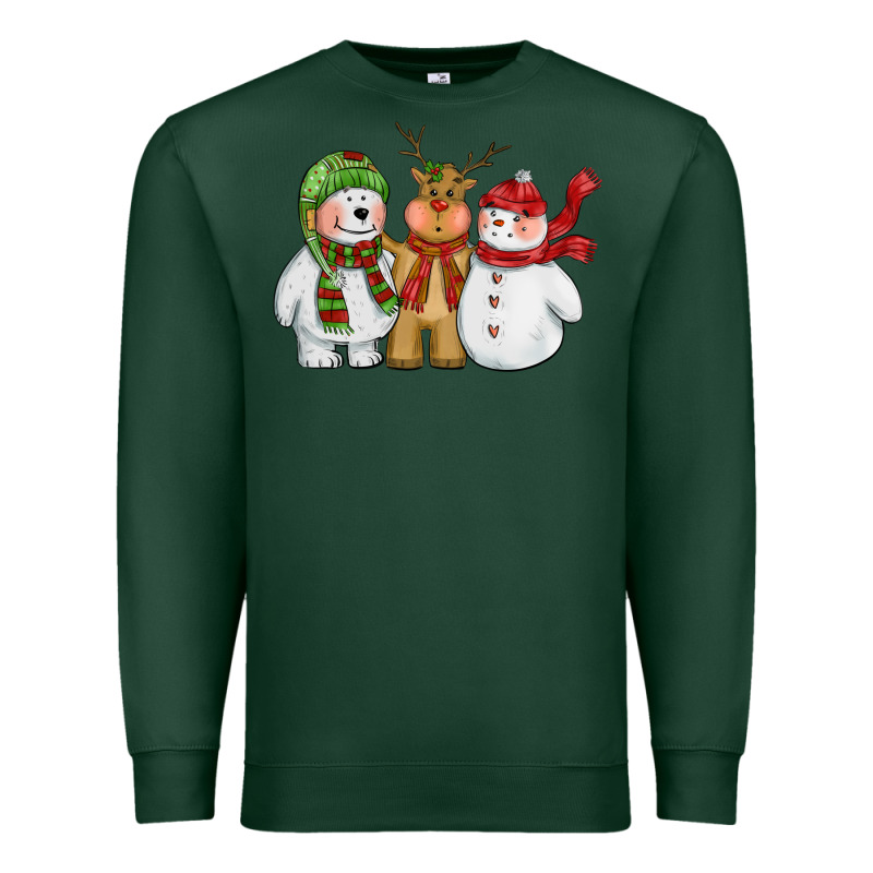Christmas Polar Bear Reindeer And Snowman Premium Sweatshirt by CowGirlArtShop | Teevron