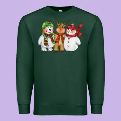 Christmas Polar Bear Reindeer And Snowman Premium Sweatshirt Designed By Cowgirlartshop