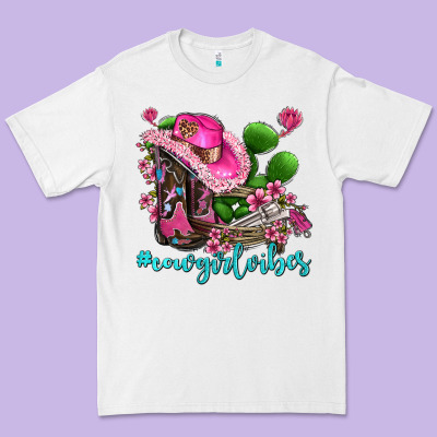 Cowgirl Vibes With Boots And Gun Premium Tee Designed By Adodesignshop